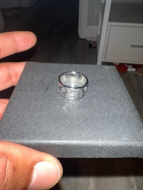 Sterling Silver Textured Band Ring - Silver